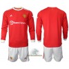 Officiële Voetbalshirt + Korte Broek Manchester United Thuis 2021-22 Lange Mouw - Kids